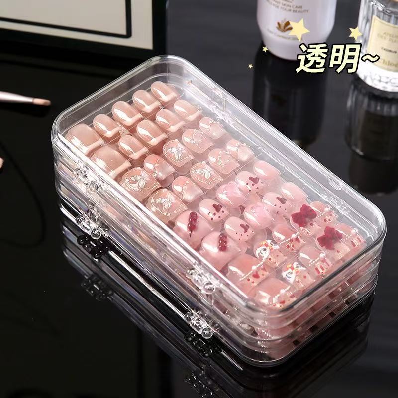 Nail art storage box wearable nail display box nail tip dedicated transparent foldable dustproof jewelry storage box