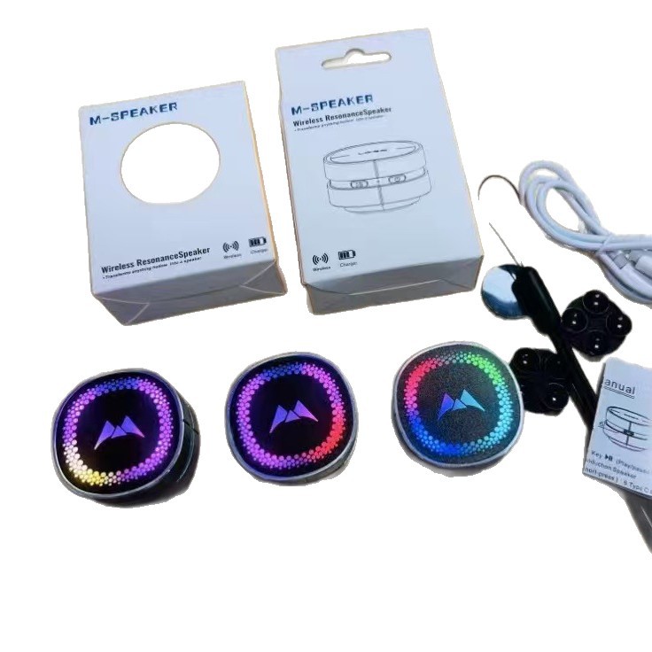 Aluminum alloy bone conduction resonance Bluetooth speaker wireless portable lanyard LED colorful light devil football