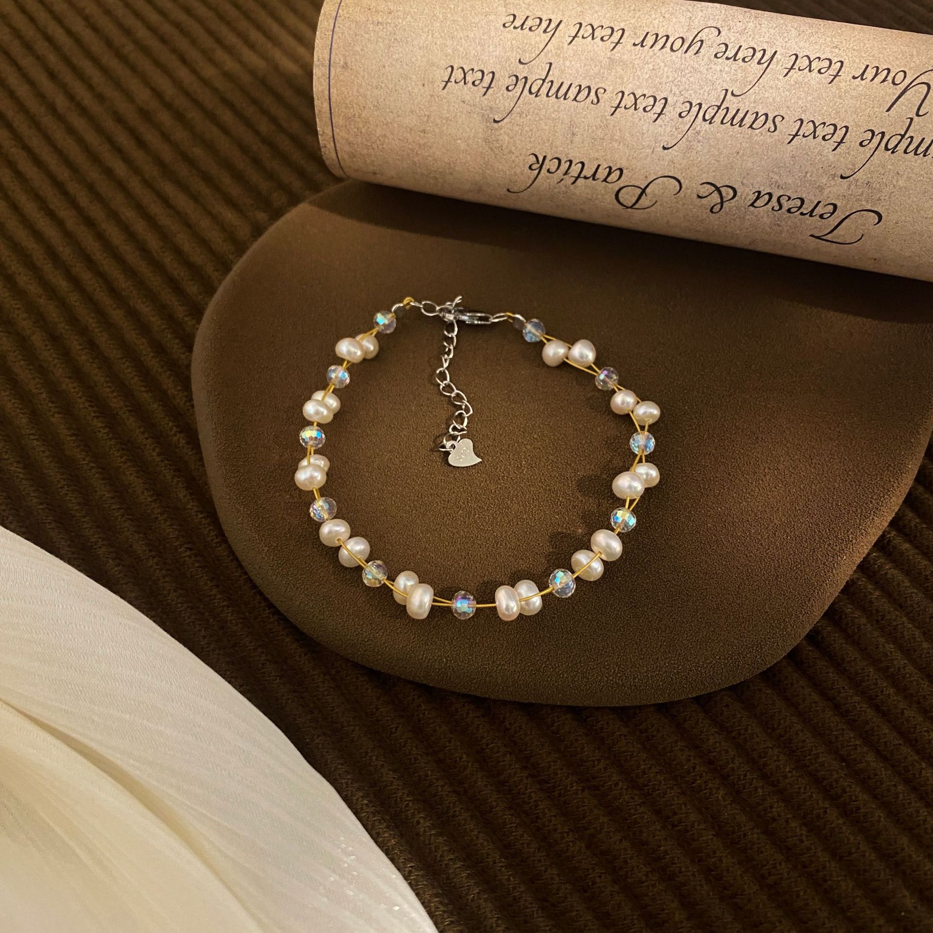 Zhuji natural freshwater pearl bracelet with exquisite camellia flower design, women's jewelry