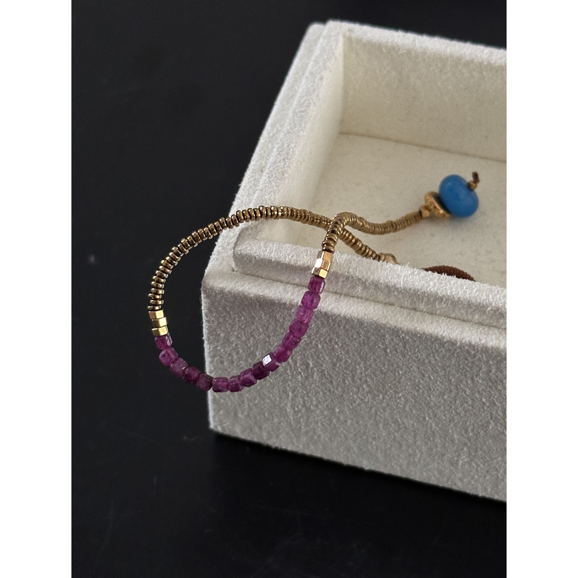301 Layered Faceted Beaded Bracelet Blue Tail Drop More Eye-catching M6-15/Y7-12