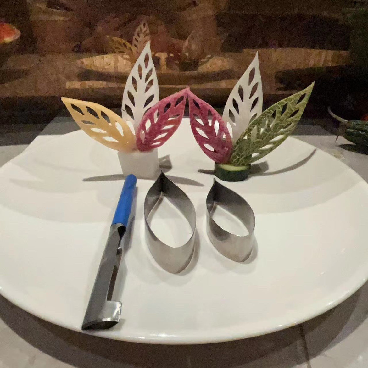 Willow Leaf Knife Three-Piece Set Fruit Vegetable Shape Full Set Carving Tool Leaf Shape Carving Entry Tool Making Mold