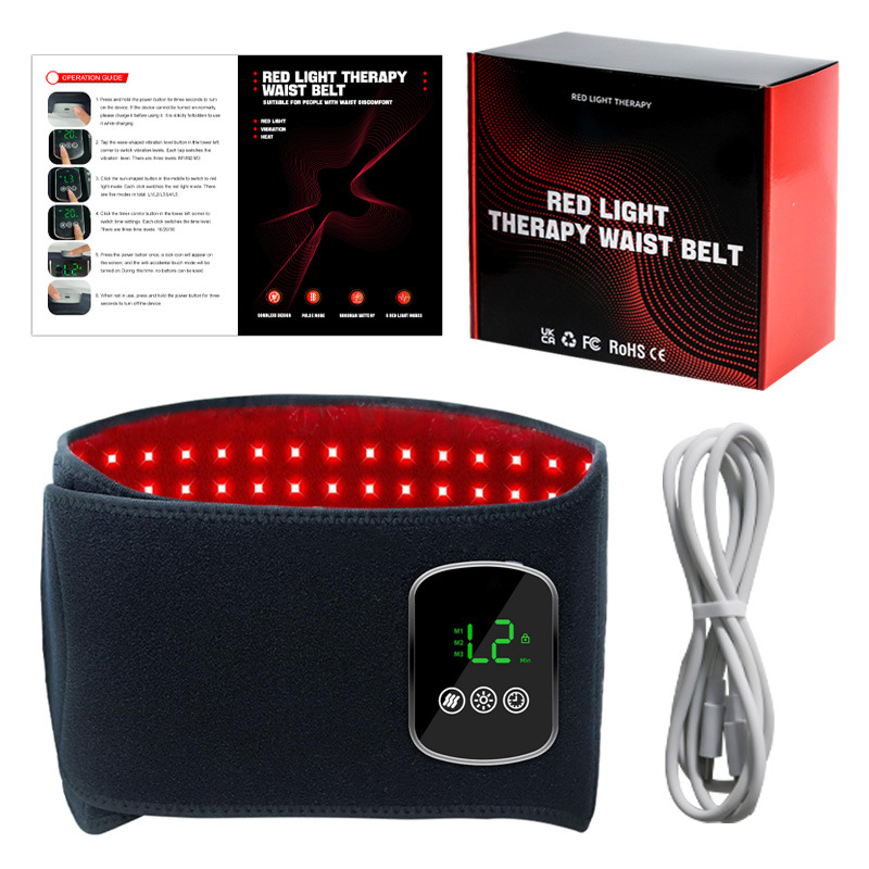 New Warm Palace Heating Belt 105 LED Beads Electric Heating Waist Support Timed Hot Compress Red Light Belt