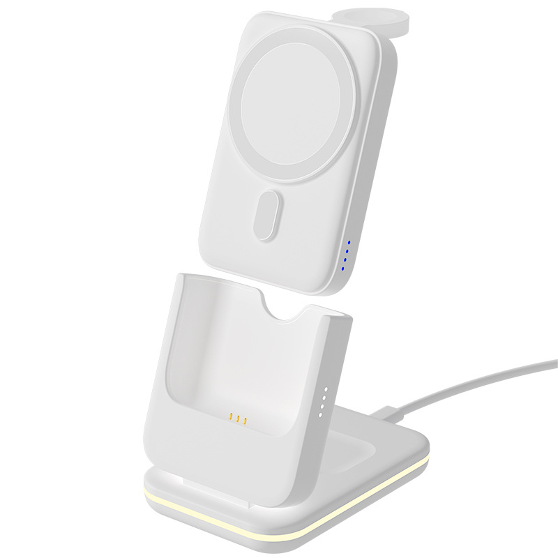 3-in-1 Magnetic Power Bank 5000mAh Mobile Power Stand for Apple Phone Samsung Watch Earphone