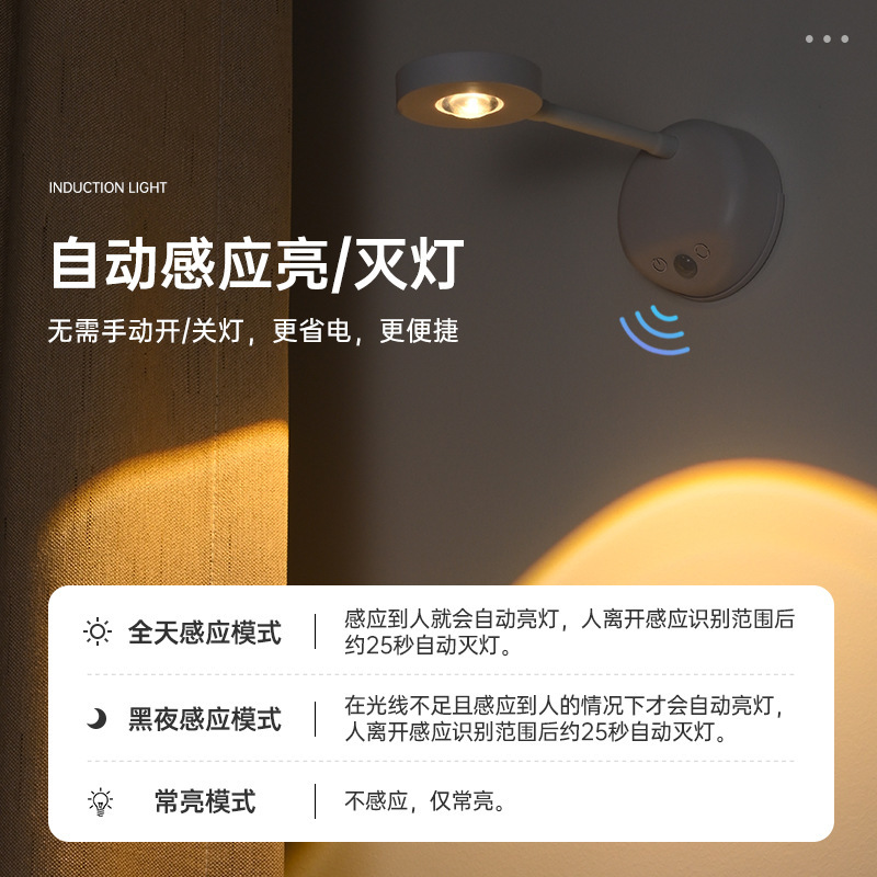New no-wiring wall lamp spotlight human body automatic induction spotlight background decorative painting lamp entrance hallway spotlight