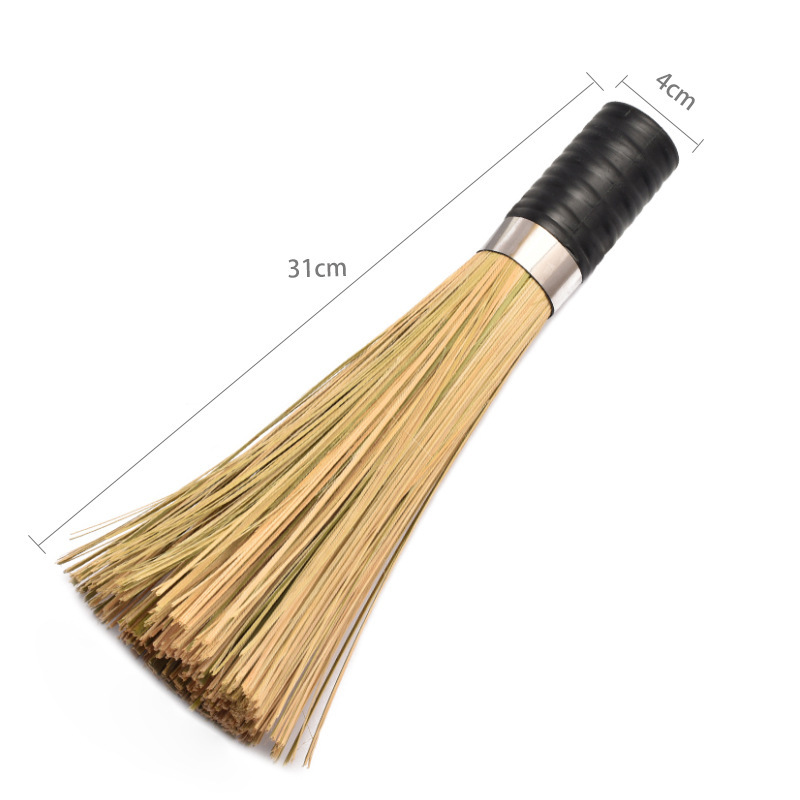 Bamboo long-handled dish brush, commercial kitchen cleaning pot brush, hotel restaurant slanted bamboo pot brush, old-fashioned cooking brush