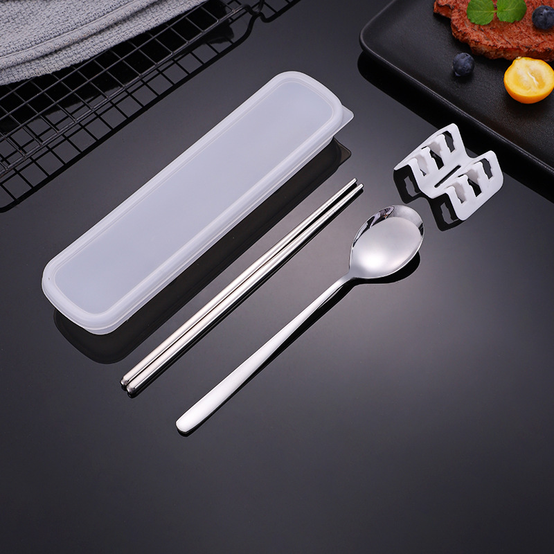 Stainless steel cutlery set chopsticks spoon three-piece Nordic portable outdoor travel student cutlery gift