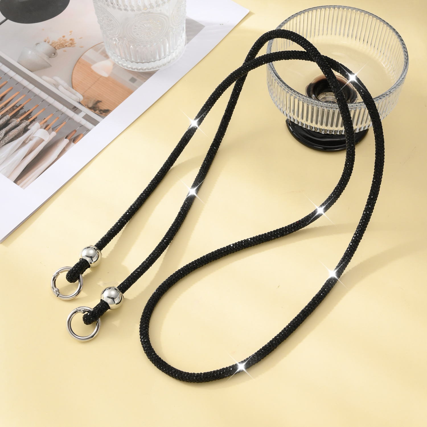 Beaded Rhinestone Crossbody Chain Luxury Diamond Long Phone Lanyard Bag Single Shoulder Chain
