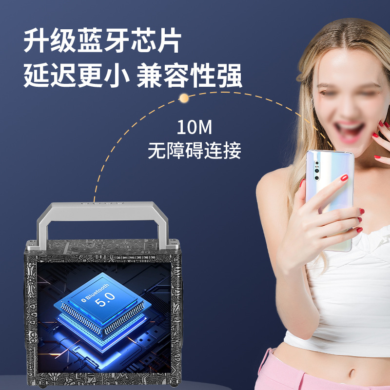 W1 New Product Wooden Wireless Bluetooth Audio Portable Outdoor Large Power Square Dance U Disk Card Slot Audio