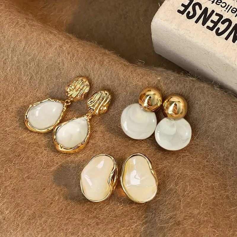 Maillard amber ear studs for women stainless steel needle ear accessories