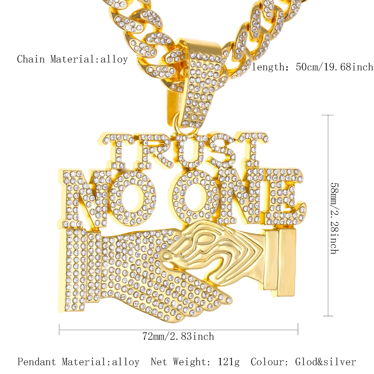 金色trust no one项链
