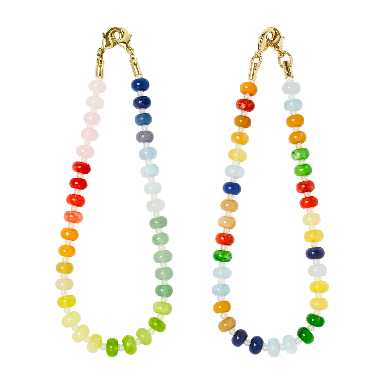 New Natural Stone Phone Chain Donut Dopamine Handmade Beaded Phone Lanyard