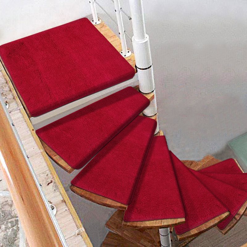 Solid color spiral stair mat self-adhesive non-slip carpet glue-free tread mat solid wood duplex stair mat