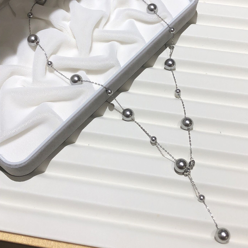 True Akoya Gray Stardust Pearl Pendant New Sweet Adjustable Collarbone Chain Necklace Accessories