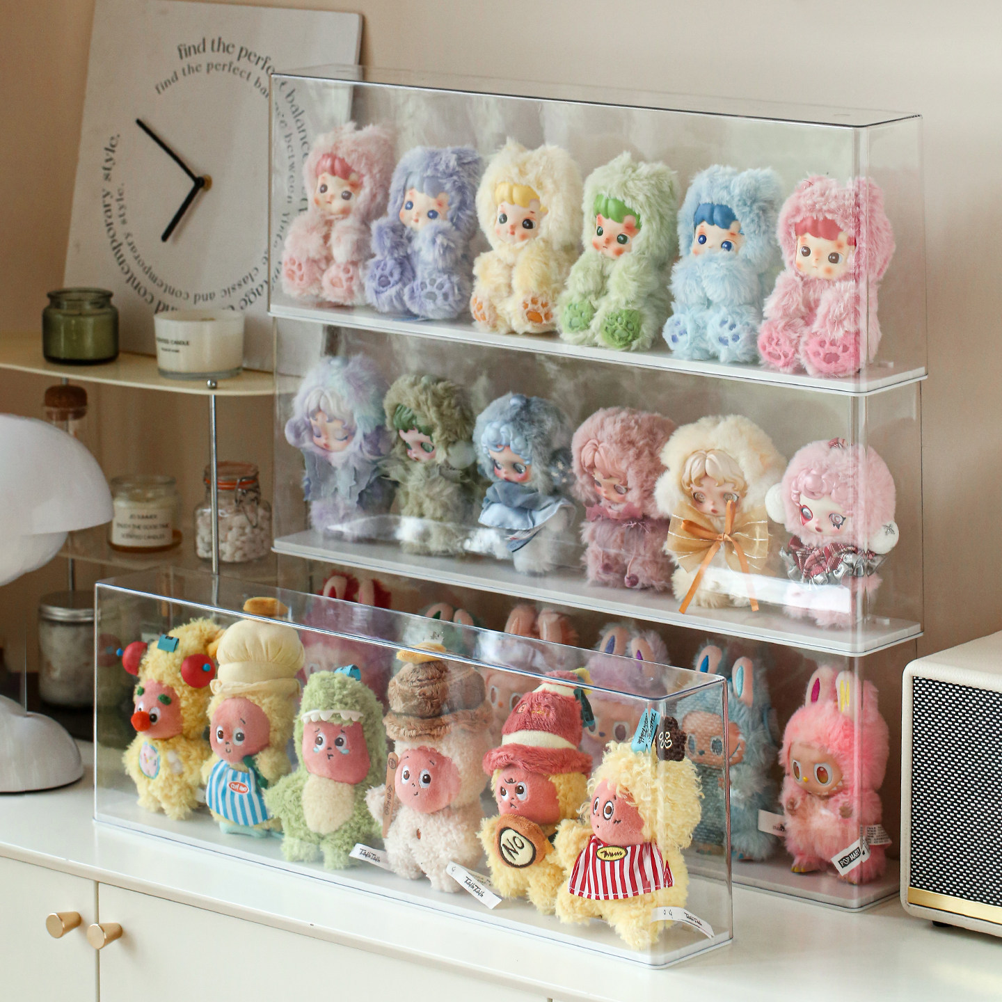 Pop Mart Doll Display Case Acrylic Transparent Dust-Proof Cabinet Hand Figure Box Blind Box Storage Display Shelf