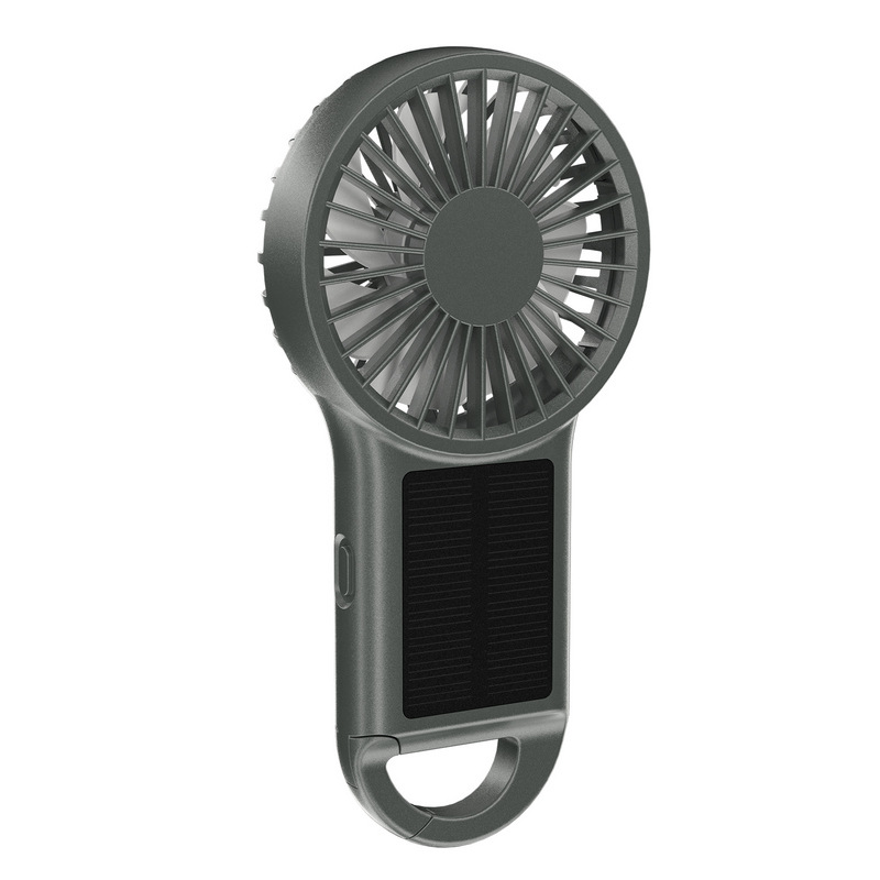 Portable outdoor solar hanging buckle mini small fan backpack登山扣 USB rechargeable handheld high-speed fan