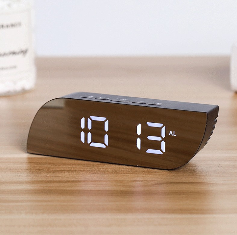 Smart bedside clock with mirror LED screen digital electronic clock temperature clock alarm clock
