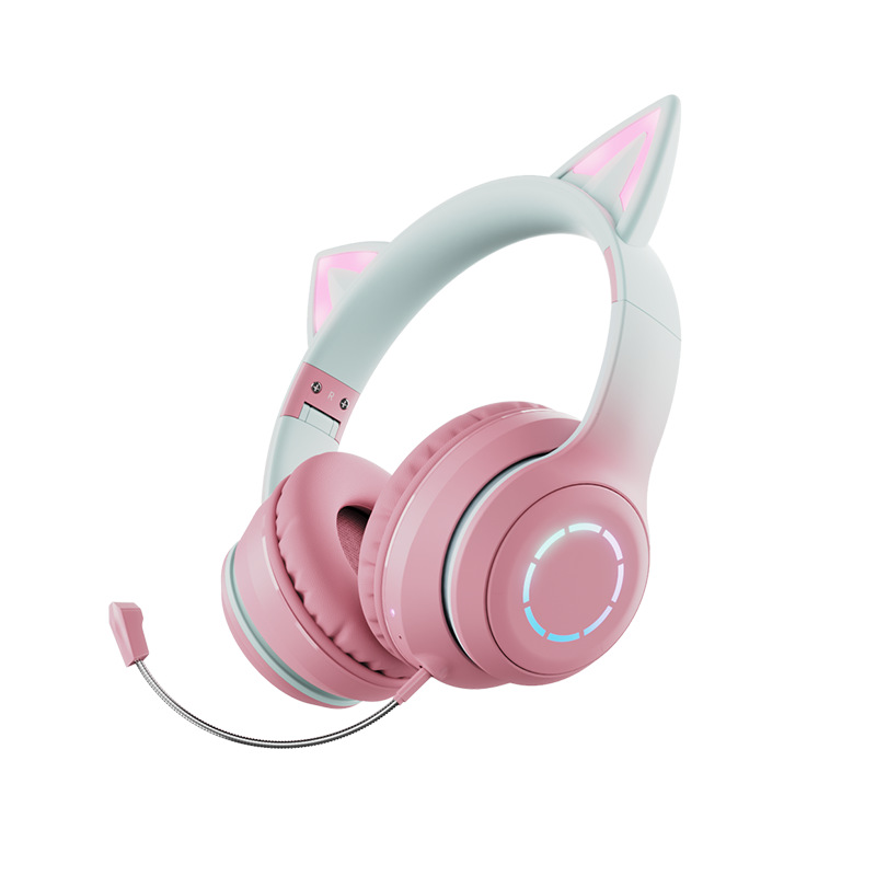 Over-ear Bluetooth Headphones Cat Ear Wireless Light Cute Women Children Music Phone Computer Game E-sports Earphone