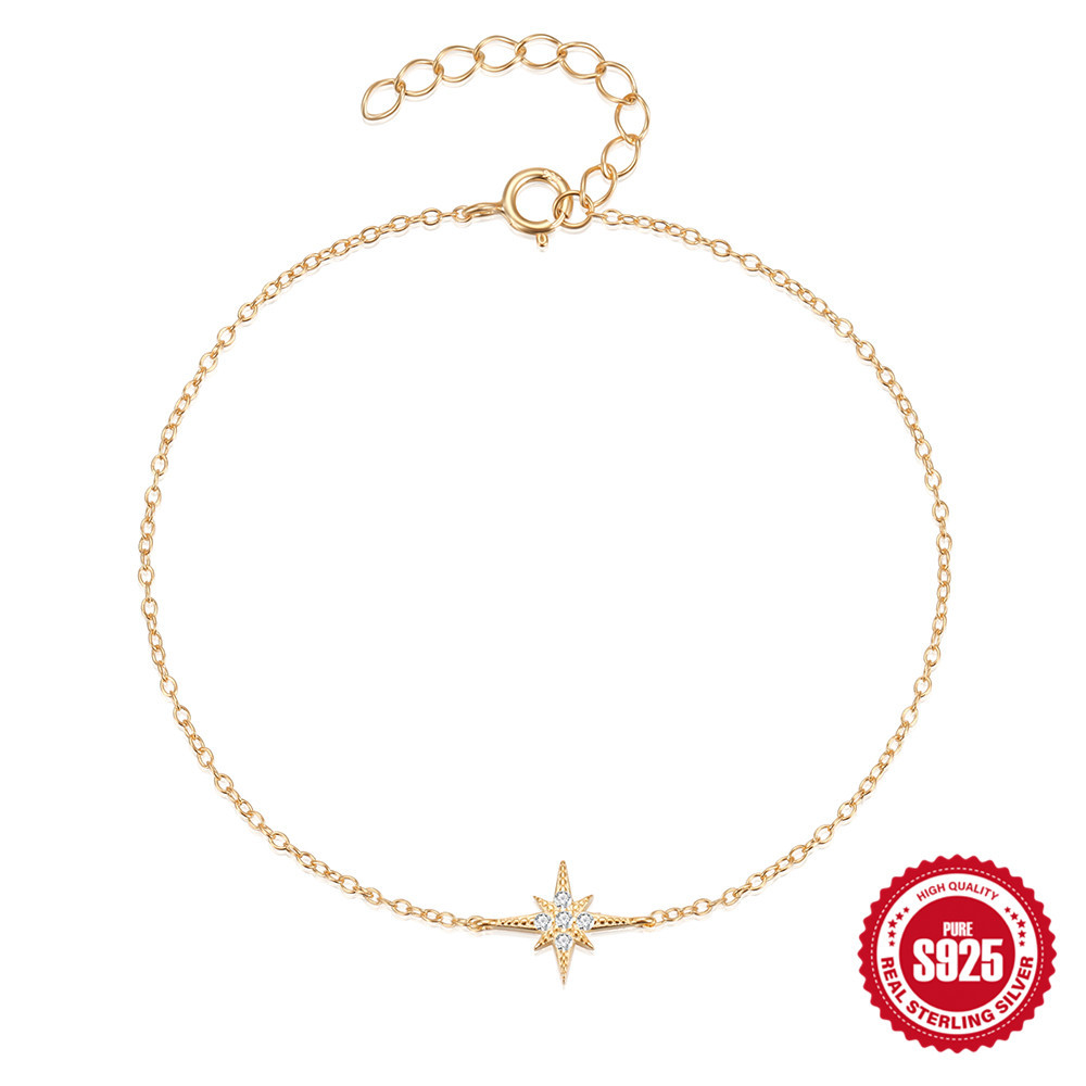 925 sterling silver octagonal star diamond-set bracelet hand jewelry niche bracelet
