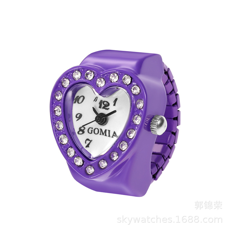 New Heart-shaped Ring Watch Watch Women's Watch Finger Watch Candy Color Gift Watch Fun