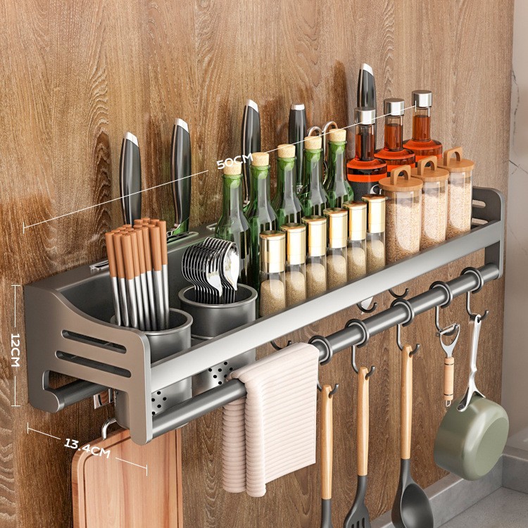 304 Stainless Steel Storage Rack No Drilling Seasoning Rack Chopstick Knife Rack Supplies Storage Rack Wall-Mounted Home