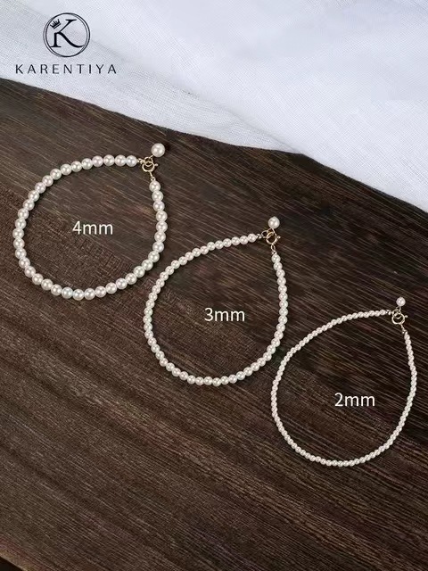 Pearl bracelet for women round full string elegant simple bead women