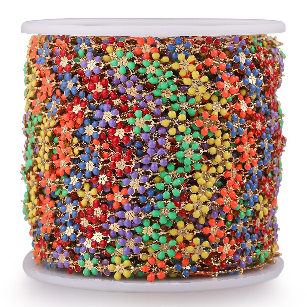 Copper Chain Oil-Drop Mixed Color Flower Chain Daisy Handmade Chain Bracelet DIY Accessories Chain