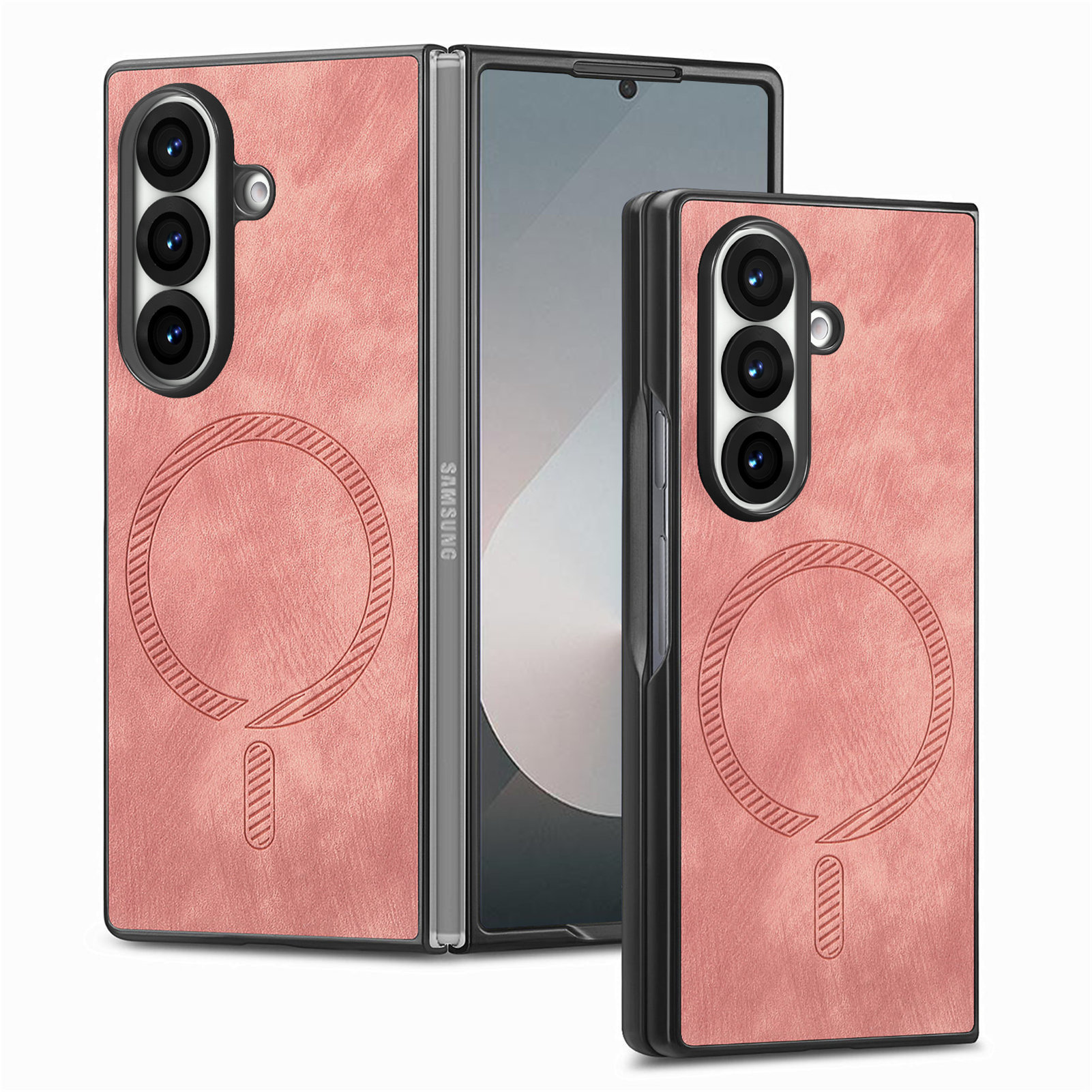 For Samsung Z Fold7 folding screen phone case Z Fold6 skin feel magnetic leather texture folding protective case