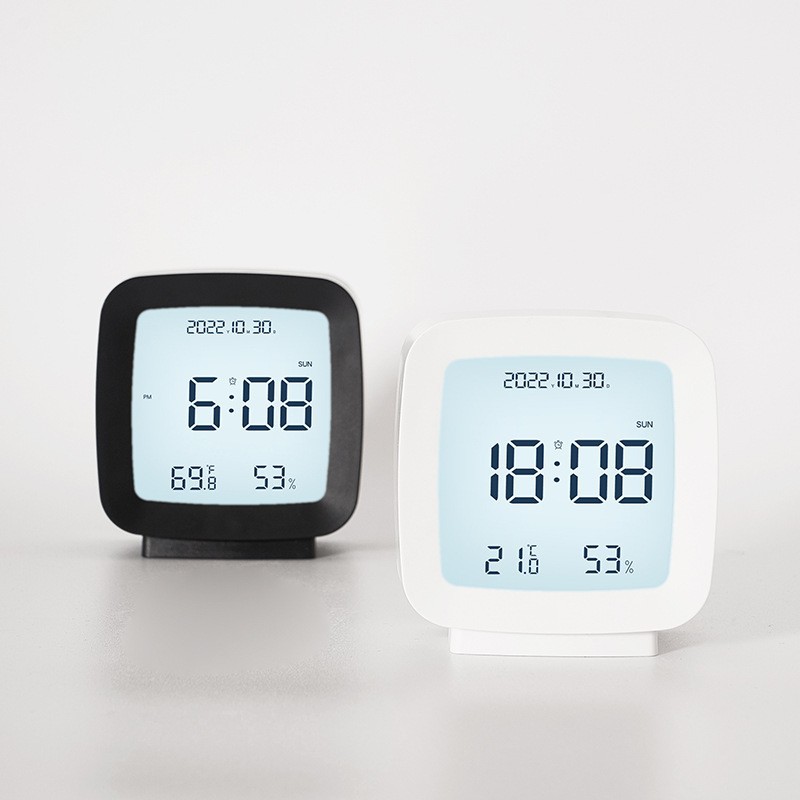 2023 new voice-controlled electronic clock simple clock small and convenient alarm clock children's student bedside clock temperature and humidity clock