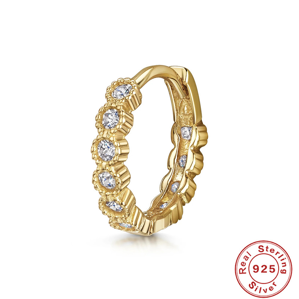 S925 sterling silver cartilage piercing diamond-set ear hoop ear buckle earring ear cartilage shien INS punk style ear bone clip