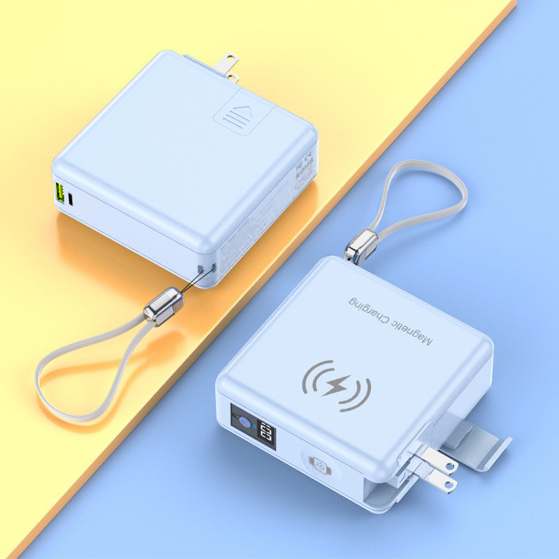 With plug PD20W fast charge with cable magnetic wireless charging bank 10000mAh five-in-one power bank