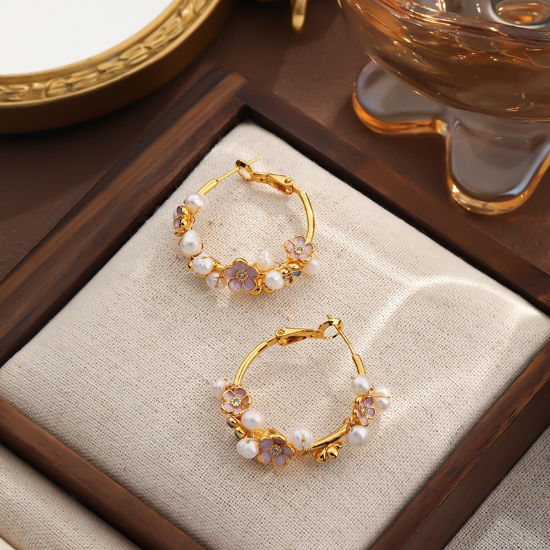 NALA Freshwater Pearl Earrings Flower Pearl Earrings Earrings