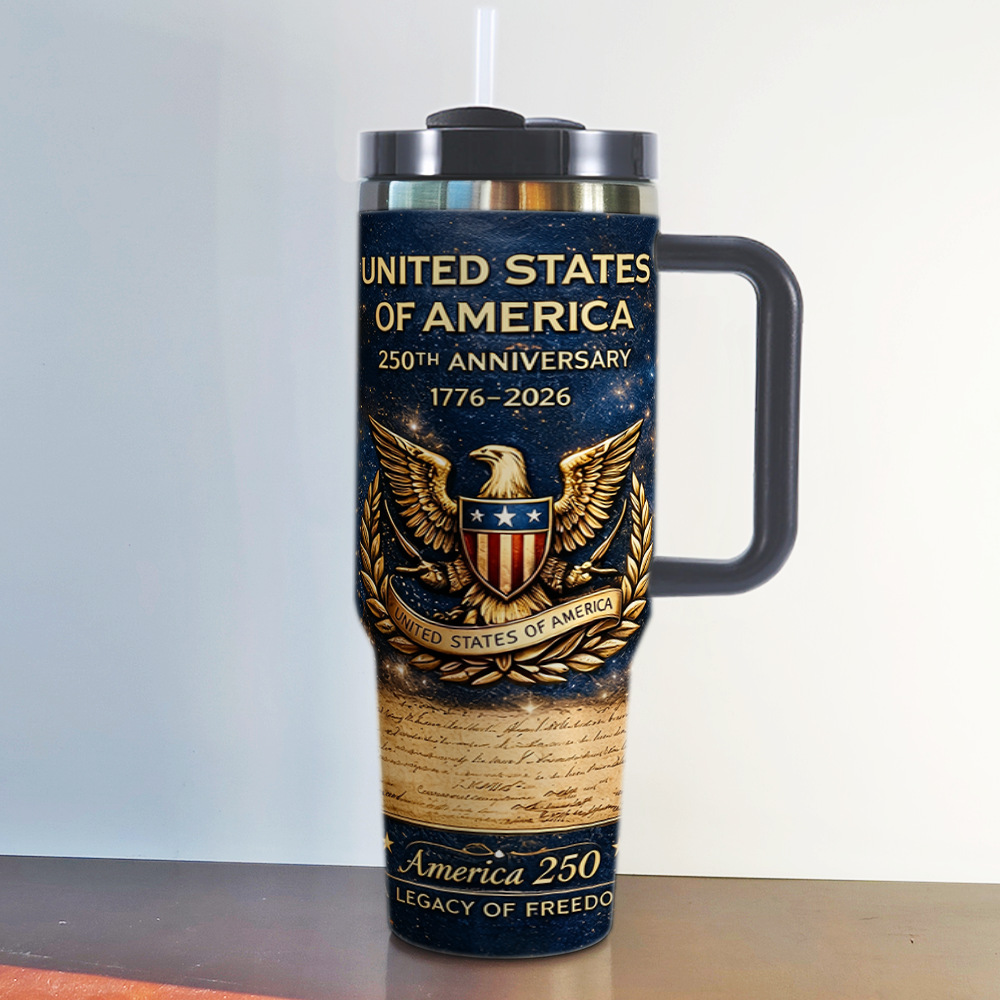 American Independence Day 250th Anniversary 40oz Insulated Tumbler Stainless Steel Cold Cup Car Cup