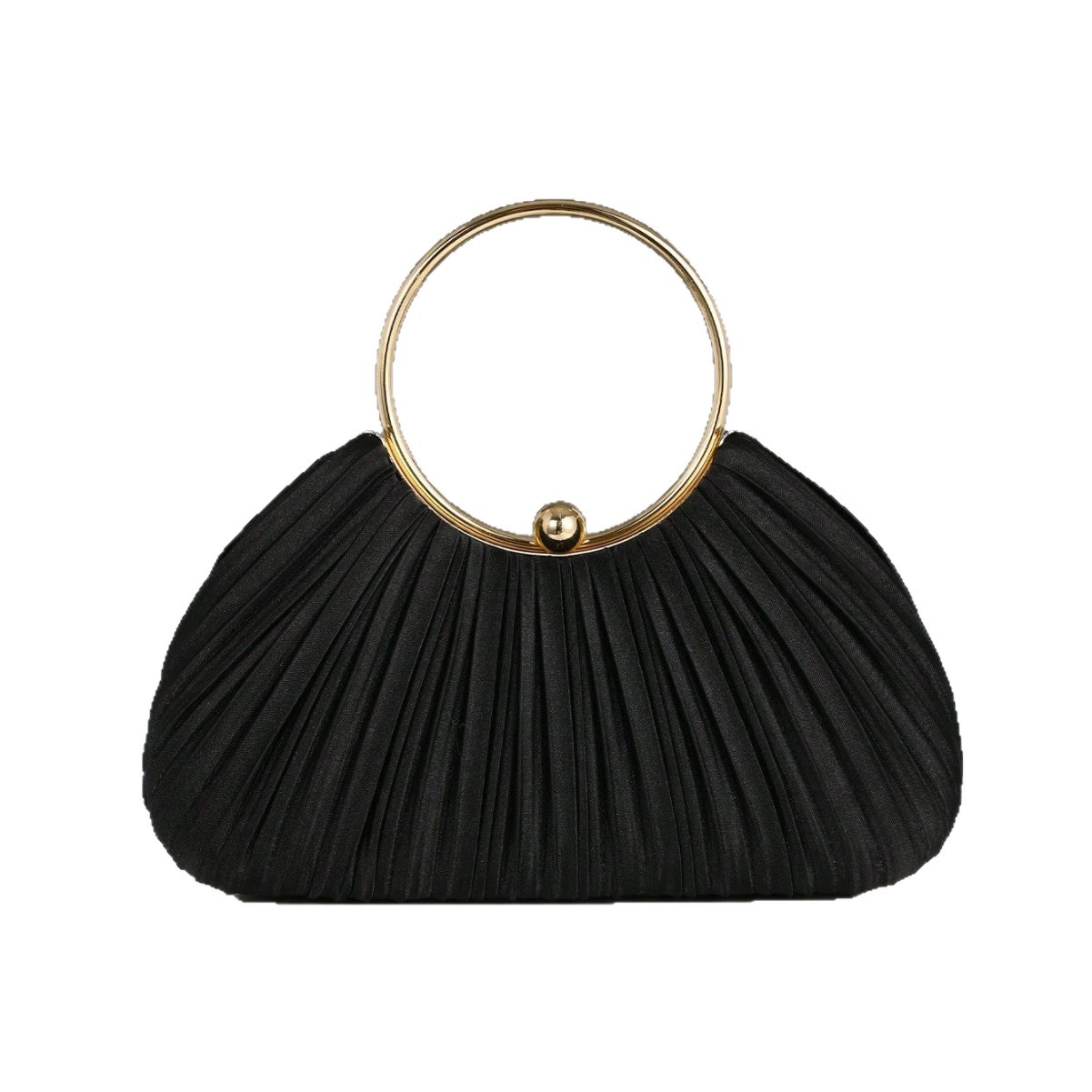 New Pleated Evening Bag Women's Handbag Celebrity Banquet Clutch Dress Bag Ring Handbag