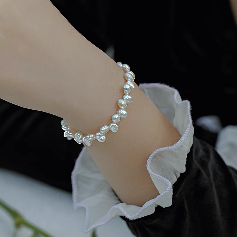Baroque natural freshwater pearl necklace women irregular shape bracelet clavicle chain baroque pearl loose beads