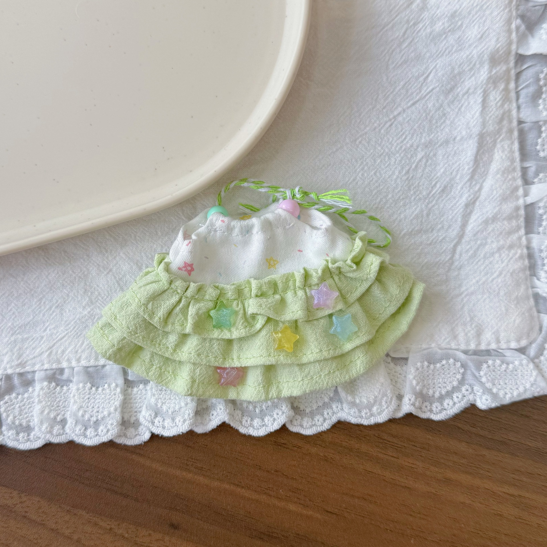 Original 17cm Labubu doll clothes Nyota crying baby kitty summer autumn pleated cake skirt plush doll clothes