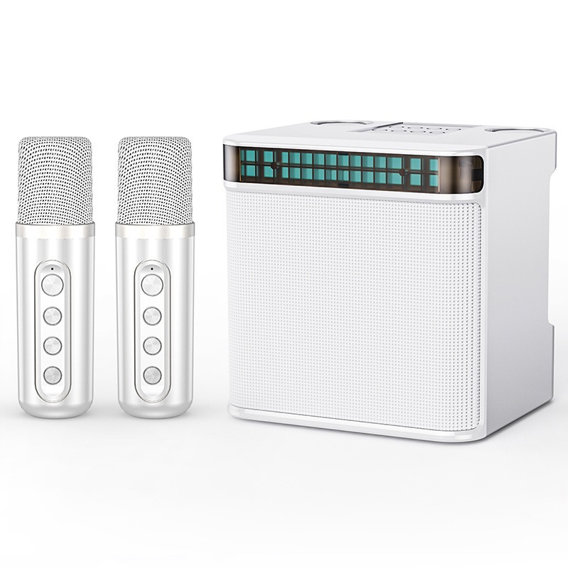 YS223 Home KTV Portable Smart LED Light Dual Microphone Bluetooth Speaker Set Karaoke Sound