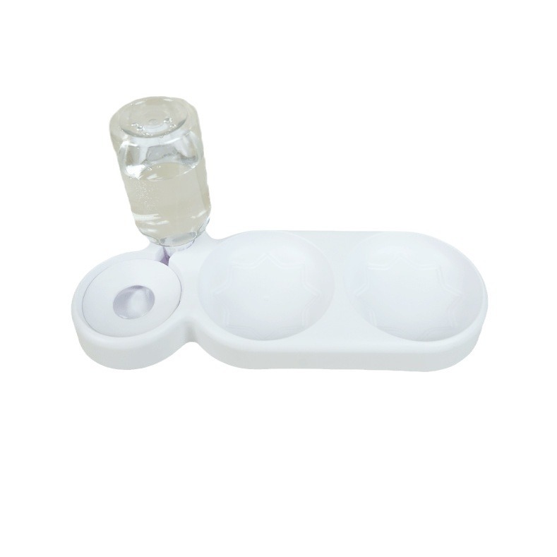 Automatic pet water and food dispenser, double bowl set for cats, combined feeding and watering