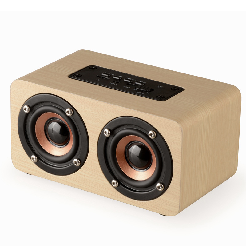W5 Wooden Wireless Bluetooth Speaker Dual Speaker Heavy Bass Phone Mini Card Slot Audio