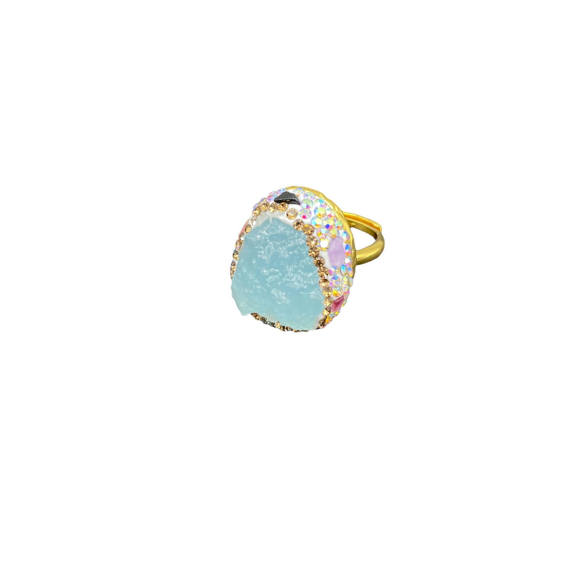 Natural Aquamarine Raw Stone Tourmaline Inlaid Set Niche Live Stream