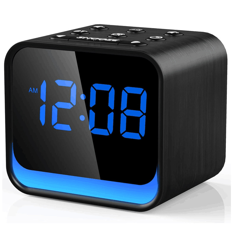 Multi-function Bluetooth Speaker Alarm Clock Color Light Brightness Control Digital Clock Multimedia Sync Wooden Clock