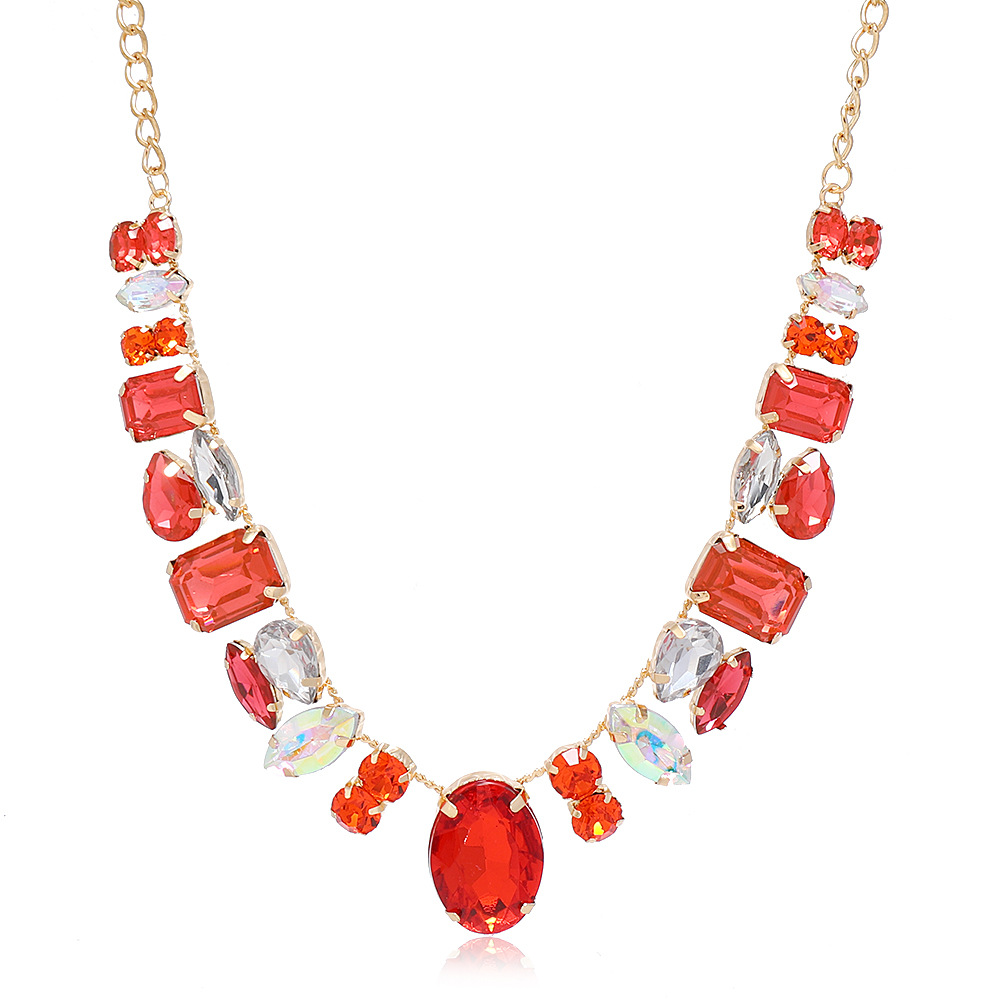 Exaggerated colorful diamond banquet necklace for women