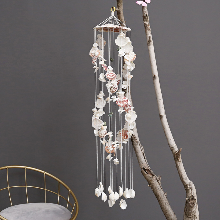 Colorful Shell Exquisite Japanese Style 19-Piece Double Dragon White Color Wind Chime V2623 Decoration Store