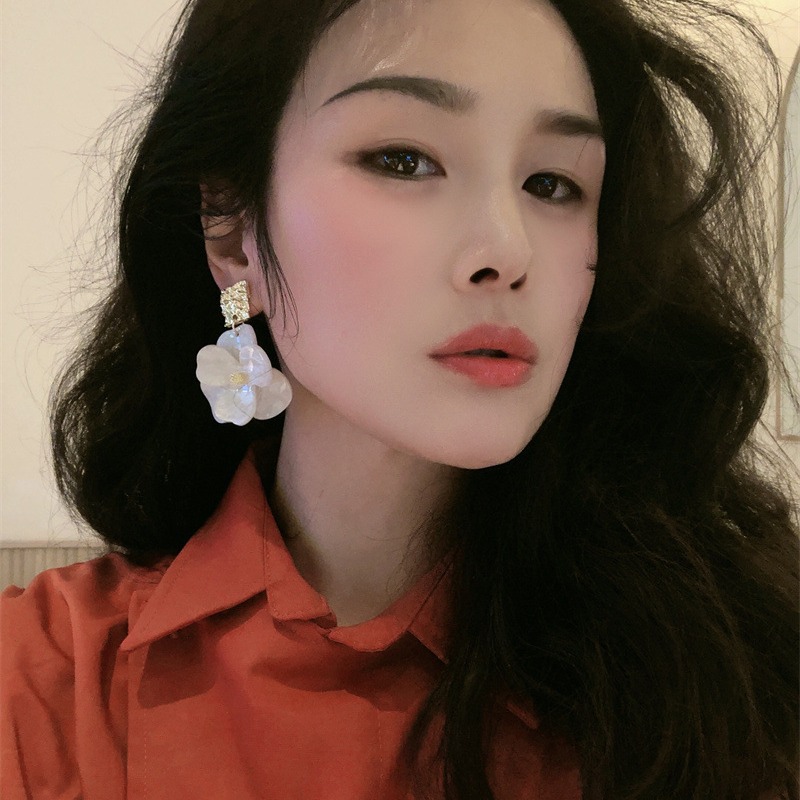 Simple Design Acetate Acrylic Flower Earrings Super Ethereal Exaggerated Petal Ear Studs