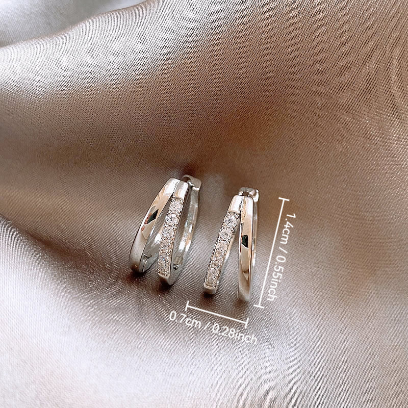 Simple Silver Rhinestone Double Layer Ear Cuff for Women Niche Earrings Exquisite Circle Earrings Accessories Wholesale
