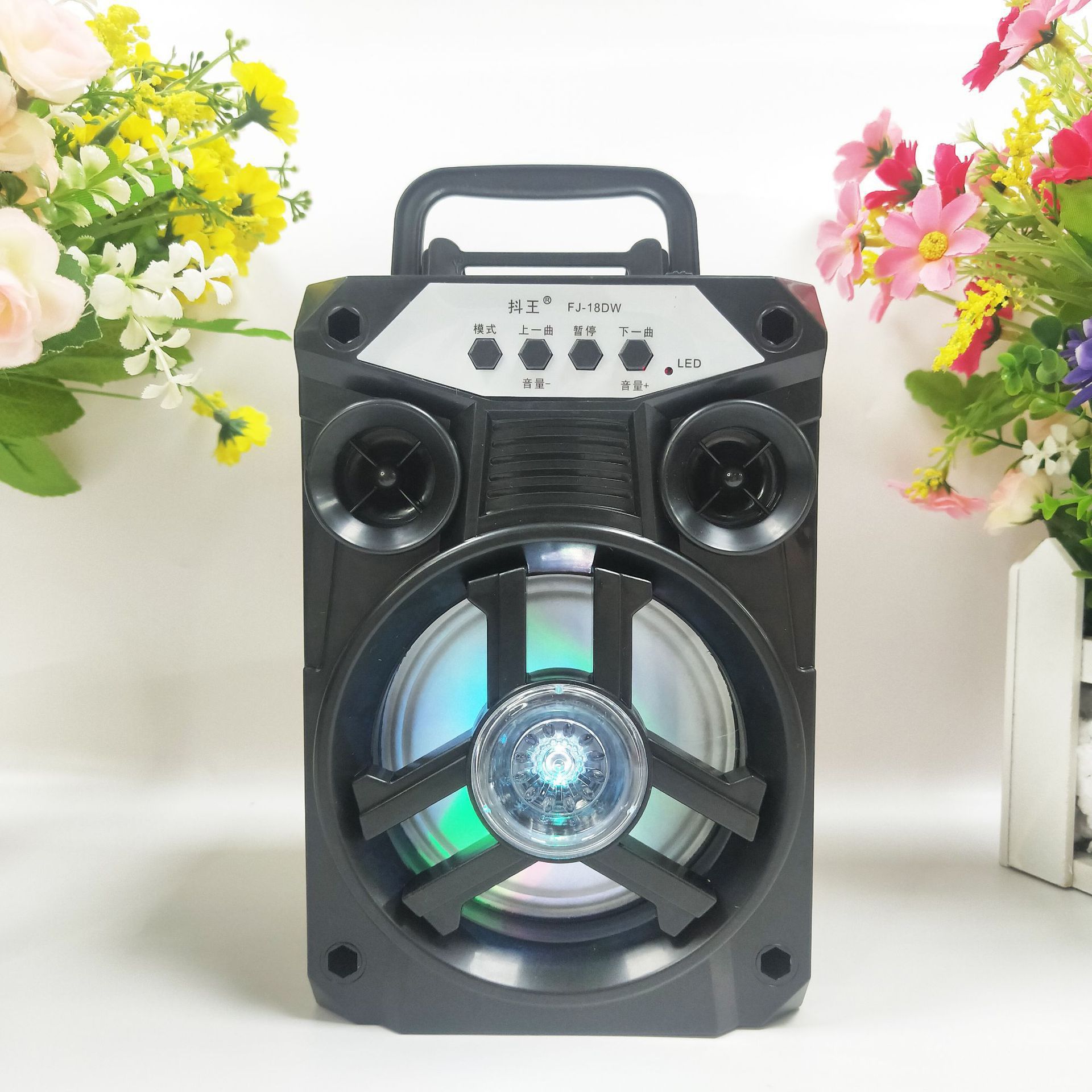Outdoor Portable Bluetooth Speaker, Wooden Handle, TF Card, Square Dance Audio B18, Wireless Microphone Bluetooth 5.0