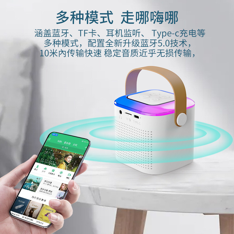 New Microphone Bluetooth Speaker Outdoor K Song Home KTV Portable Wireless Subwoofer Computer Desktop Speaker
