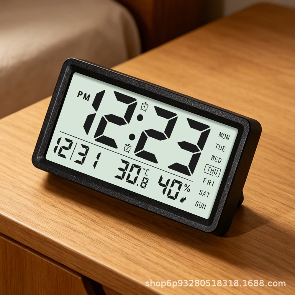 Smart minimalist LCD perpetual calendar electronic clock, digital clock, temperature and humidity clock, multifunctional snooze alarm clock, office clock