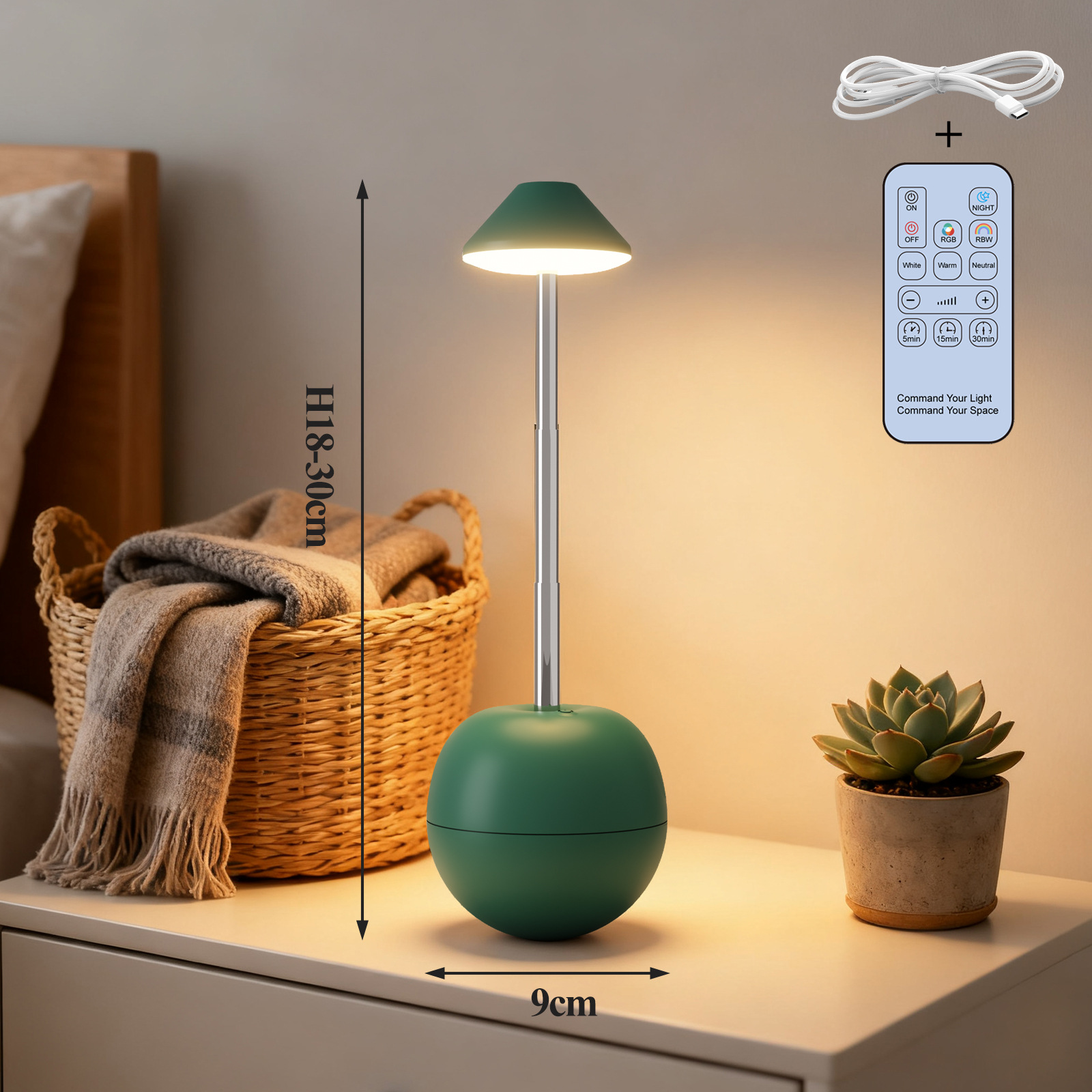 LED small night light rechargeable decorative table lamp bedroom desktop remote control bedside atmosphere lamp