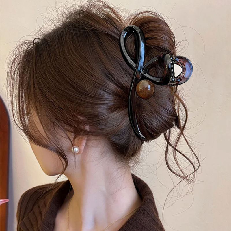 Brown large claw clip for women back of head bun clip for thick hair hair clip hair accessory