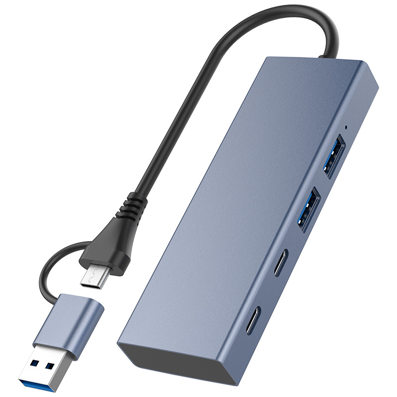 4-in-1 Dual-head Splitter Converter Data Transfer Adapter USB 3.0 High-speed Transmission Multi-interface